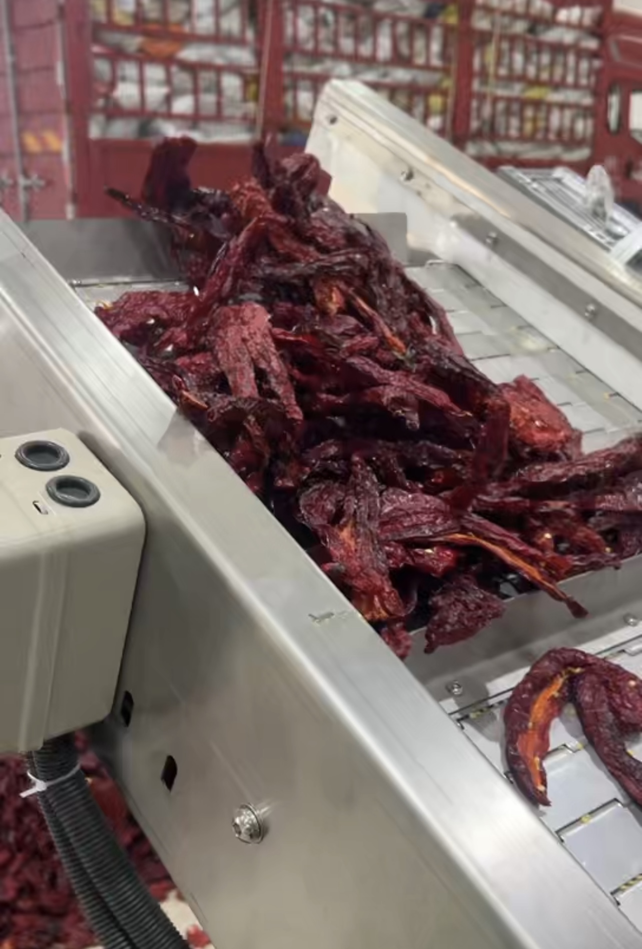 辣椒烘干效果實拍，成色均勻品質翻一倍